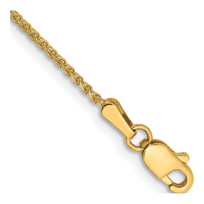 14K Yellow Gold 1.25mm Diamond-Cut Wheat Chain Bracelet