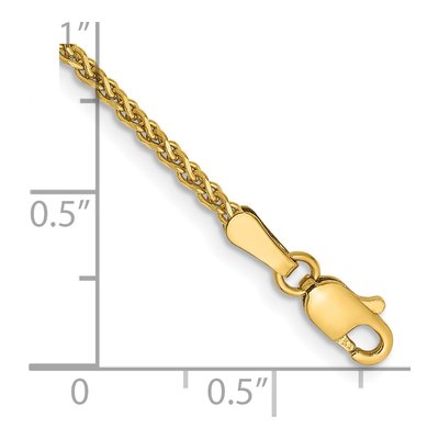 14K Yellow Gold 1.7mm Diamond-Cut Wheat Chain Bracelet – view 2
