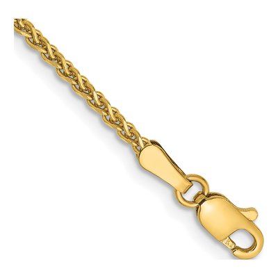 14K Yellow Gold 1.7mm Diamond-Cut Wheat Chain Bracelet