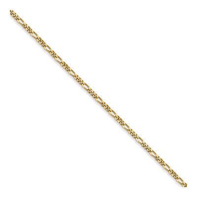 14K Yellow Gold 1.25mm Spool Flat Figaro Chain