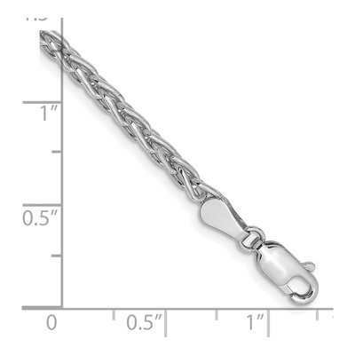 14K White Gold 3mm Wheat Chain Bracelet – view 3