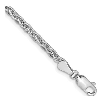 14K White Gold 3mm Wheat Chain Bracelet