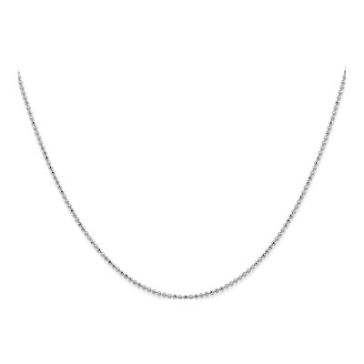 14K White Gold 1.2mm Diamond-Cut Beaded Chain – view 3
