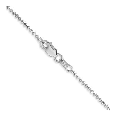 14K White Gold 1.2mm Diamond-Cut Beaded Chain – view 5