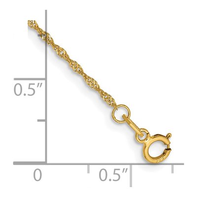 14K Yellow Gold 1.1mm Singapore Chain Bracelet – view 3
