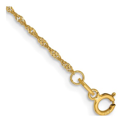 14K Yellow Gold 1.1mm Singapore Chain Bracelet