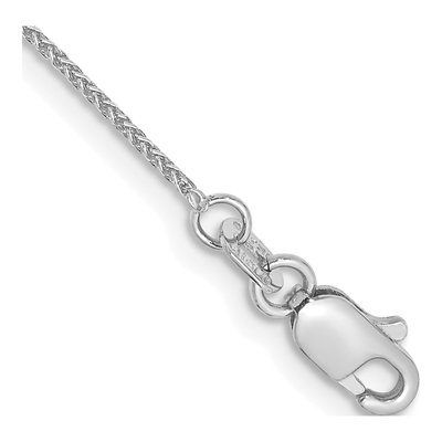 14K White Gold 0.85mm Wheat Chain Bracelet