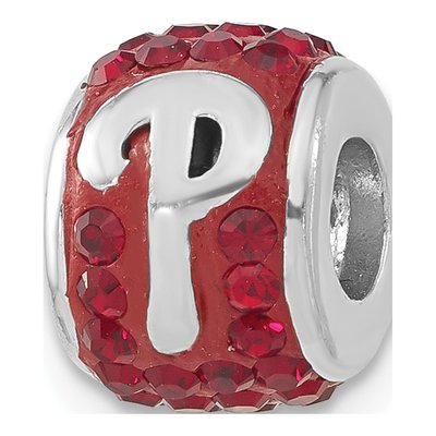 Philadelphia Phillies Sterling Silver Red Crystal Bead