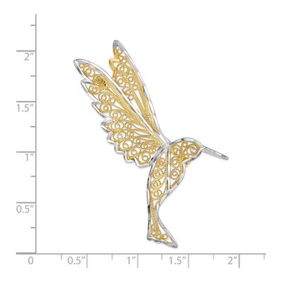 14K Gold Diamond-Cut Filigree Hummingbird Pin – view 3