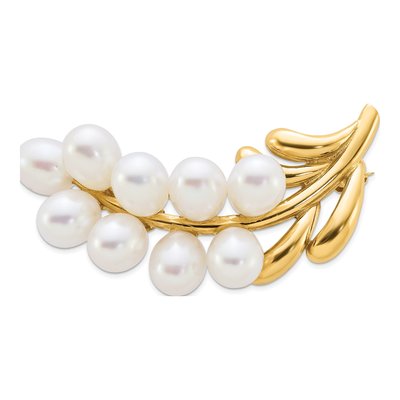 14K Yellow Gold Freshwater Pearl Cluster Brooch