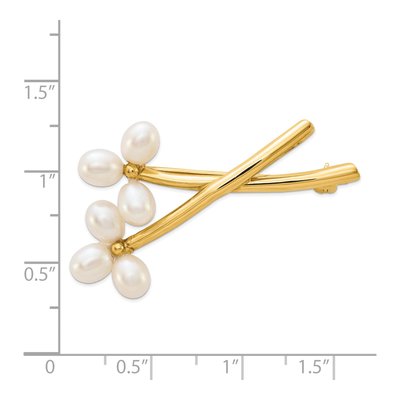 14K Yellow Gold Freshwater Pearl Flower Pin – view 2