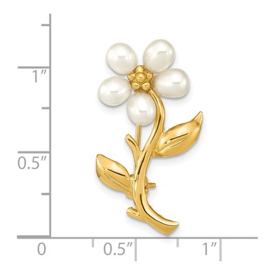 14K Yellow Gold Freshwater Pearl Flower Brooch – view 2