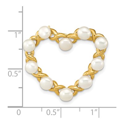 14K Yellow Gold Freshwater Pearl Heart Brooch – view 2