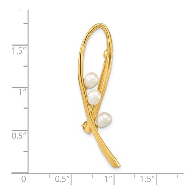 14K Yellow Gold Freshwater Pearl Teardrop Brooch – view 2