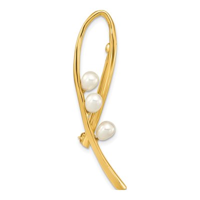 14K Yellow Gold Freshwater Pearl Teardrop Brooch