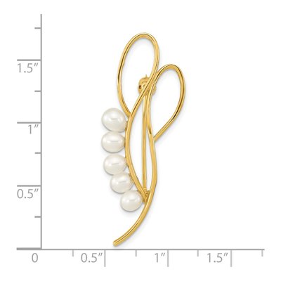 14K Yellow Gold Pearl Teardrop Open Loops Brooch – view 2