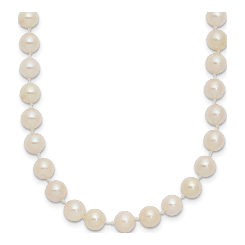 14K 5-6mm White Round Akoya Saltwater Cultured Pearl 20 Inch Necklace with Pearl Clasp