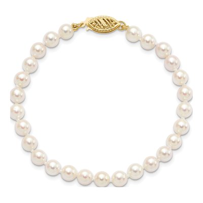 14K Yellow Gold Akoya Cultured Pearl Round Bracelet – view 3
