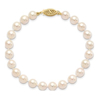 14K Yellow Gold Akoya Cultured Pearl Round Bracelet – view 3