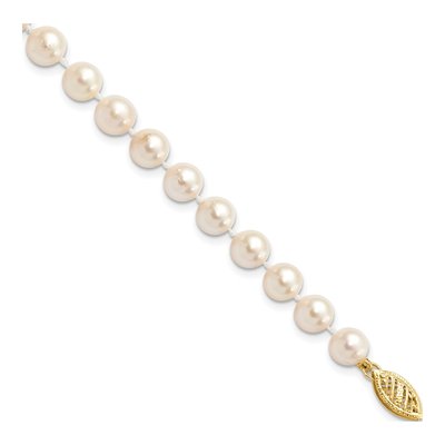 14K Yellow Gold Akoya Cultured Pearl Round Bracelet