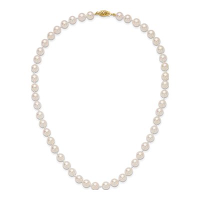14K Yellow Gold Akoya Cultured Pearl Round Necklace – view 4
