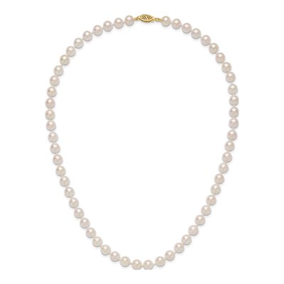 14K Yellow Gold Akoya Cultured Pearl Round Necklace – view 4