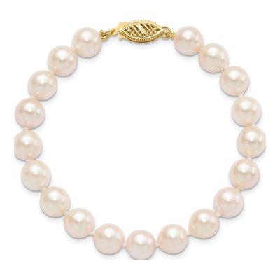14K Yellow Gold Akoya Cultured Pearl Round Bracelet – view 3
