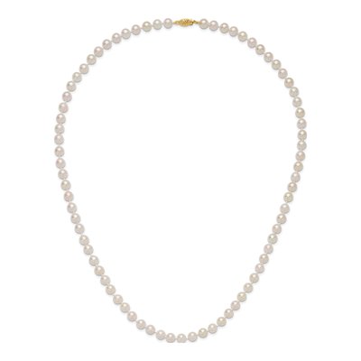 14K Yellow Gold Akoya Cultured Pearl Round Necklace – view 4