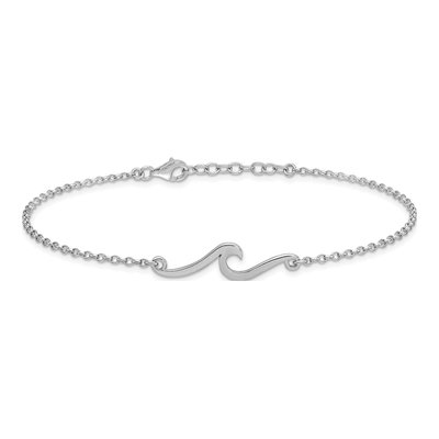Sterling Silver Wave Anklet – view 4