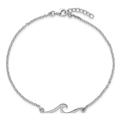 Sterling Silver Wave Anklet – view 5
