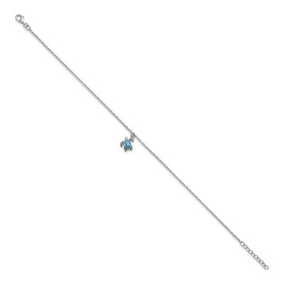 Sterling Silver Crystal Turtle Anklet – view 3