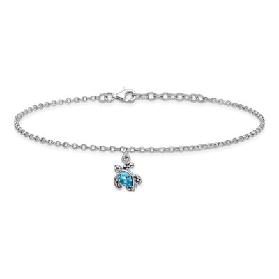 Sterling Silver Crystal Turtle Anklet – view 4