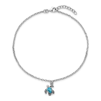 Sterling Silver Crystal Turtle Anklet – view 5