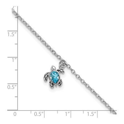 Sterling Silver Crystal Turtle Anklet – view 6