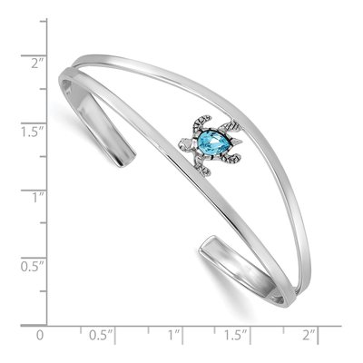 Sterling Silver Crystal Turtle Cuff Bracelet – view 4