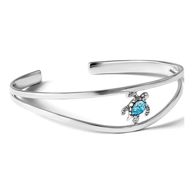Sterling Silver Crystal Turtle Cuff Bracelet – view 8