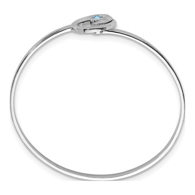 Sterling Silver Crystal Wave Bangle Bracelet – view 3