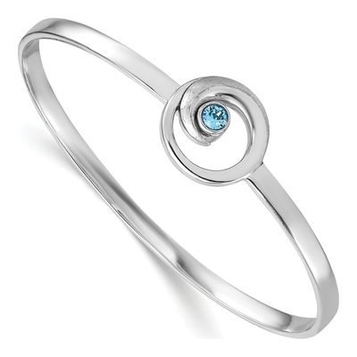 Sterling Silver Crystal Wave Bangle Bracelet