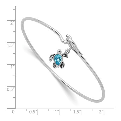 Sterling Silver Crystal Turtle Bangle Bracelet – view 4