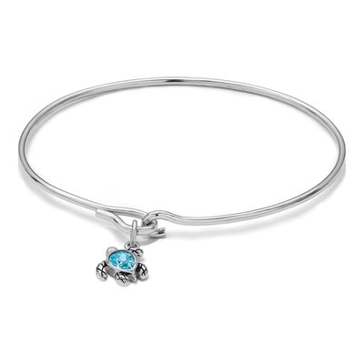 Sterling Silver Crystal Turtle Bangle Bracelet – view 6