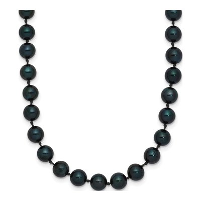 14K White Gold Black Akoya Cultured Pearl Necklace