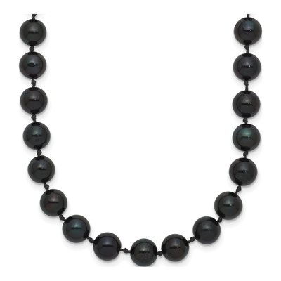 14K White Gold Black Akoya Cultured Pearl Necklace