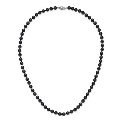 14K White Gold Black Akoya Cultured Pearl Necklace – view 4