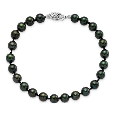 14K White Gold Black Akoya Cultured Pearl Bracelet – view 3