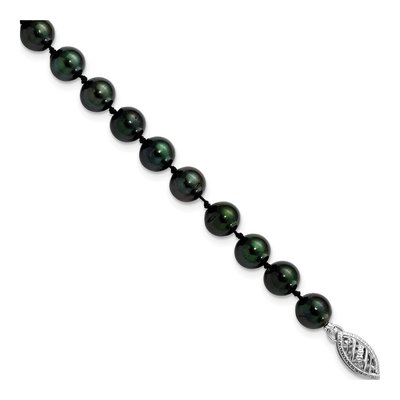 14K White Gold Black Akoya Cultured Pearl Bracelet