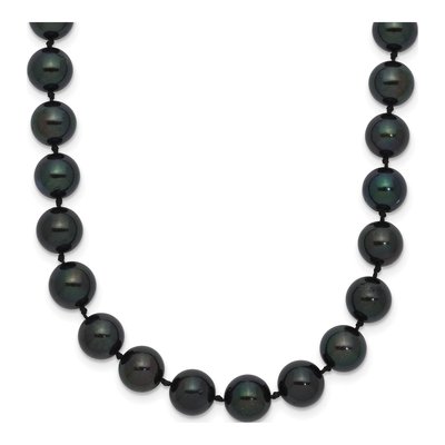 14K White Gold Black Akoya Cultured Pearl Necklace