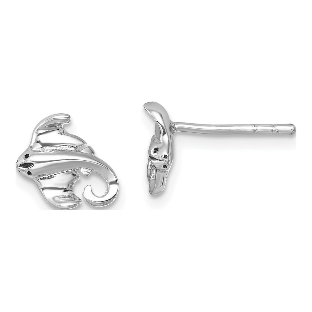 Sterling Silver Rhodium-Plated Polished Cownose Stingray Post Earrings