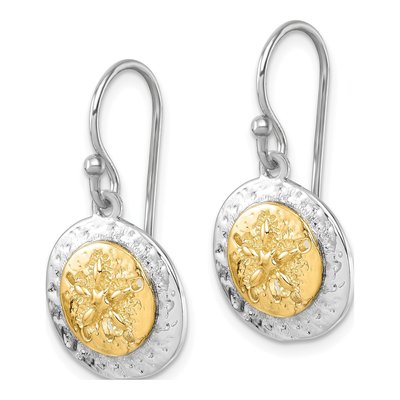 Gold-Plated Sterling Silver Sand Dollar Dangle Earrings – view 3