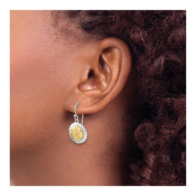 Gold-Plated Sterling Silver Sand Dollar Dangle Earrings – view 4