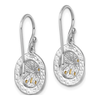 Gold-Plated Sterling Silver Sand Dollar Dangle Earrings – view 5